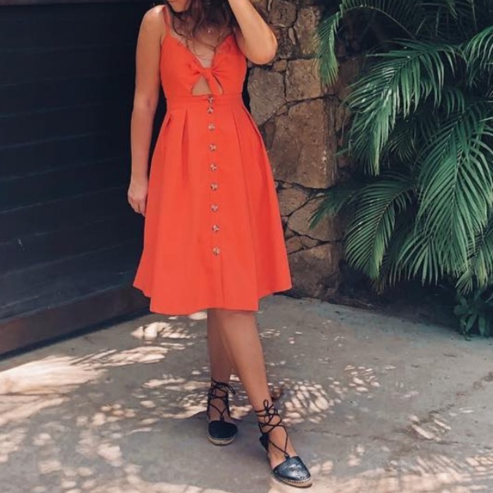 Forever 21 Orange Midi Dress